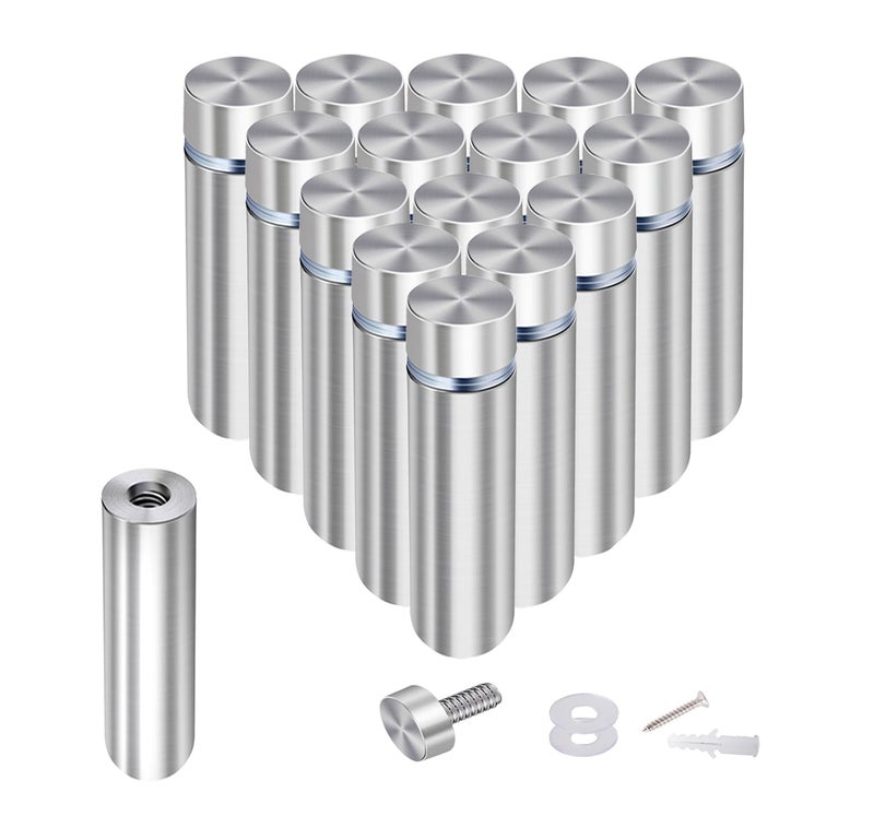 Osring 1/2” Dia x 3 1/5” L Standoffs Screws for Acrylic, Silver Sign Standoff Wall Mounts Hardware 16 Pack, Stainless Steel Advertising Nails for Glass Board and Signage - Image 1
